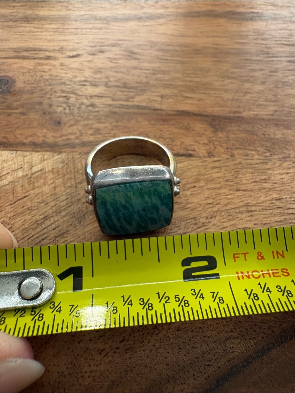 Chipita Sterling Silver Amazonite Square Ring - Turquoise - Size 7.5 - Picture 10 of 14